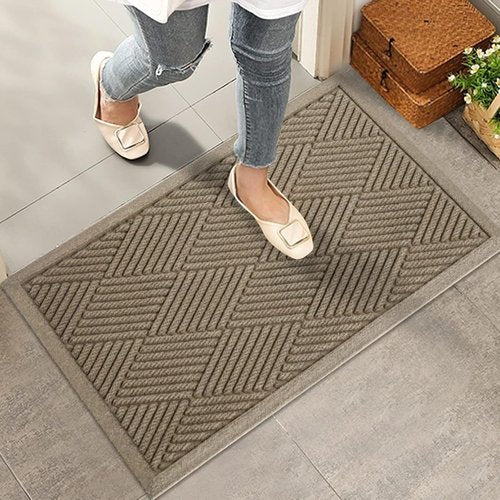 HIYARD Sturdy Front Door Mat - Absorbent, Non-Slip, Stain Resistant | Low Profile 30×17, Beige