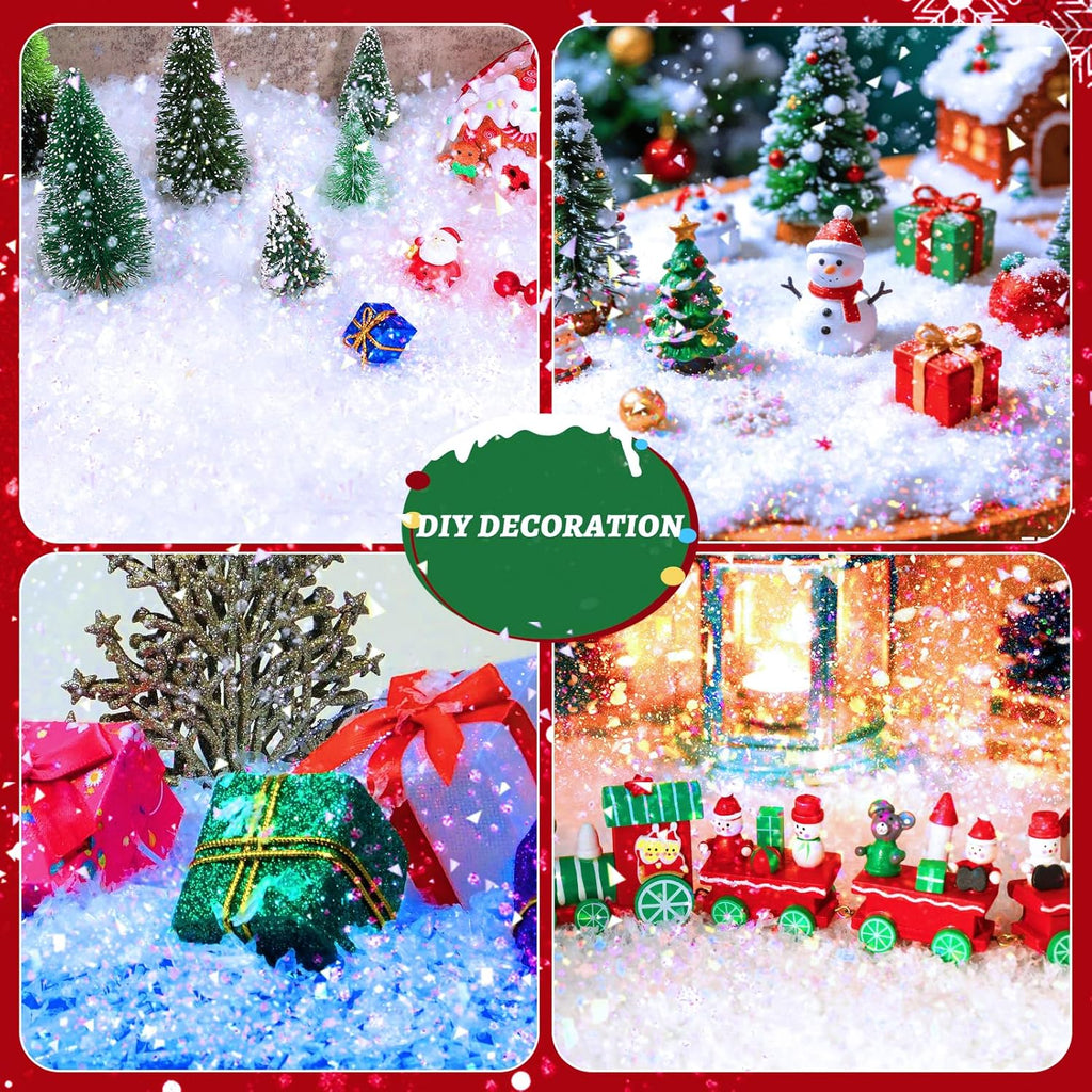 RGQSUN Christmas Artificial Flake Snow - Sparkling Fake Snow for Crafts & Party Decor | 8.8oz