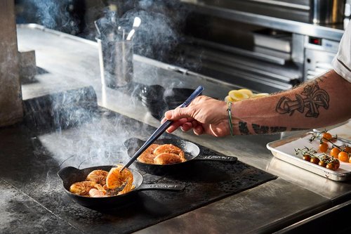 Le Creuset Mini Skillet Set - Enameled Cast Iron Cookware, 4 Pieces, .3 Qt, Matte Black