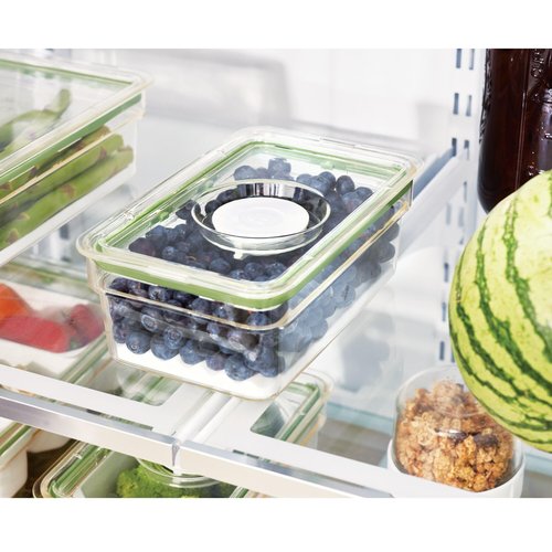 iDesign Medium Fridge Produce Bin with Removable Drainage Tray and Lid - Set of 2 - Clear