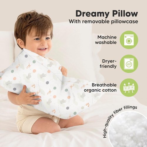 Escapade Toddler Pillow - Soft & Breathable Organic Cotton Travel Pillowcase | 13x18 for Kids 2-5 Years