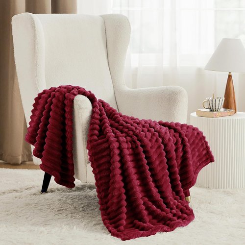 Bedsure GentleSoft Twin Blanket - Cozy Red Throw for Women & Girls, 66x90 Inches