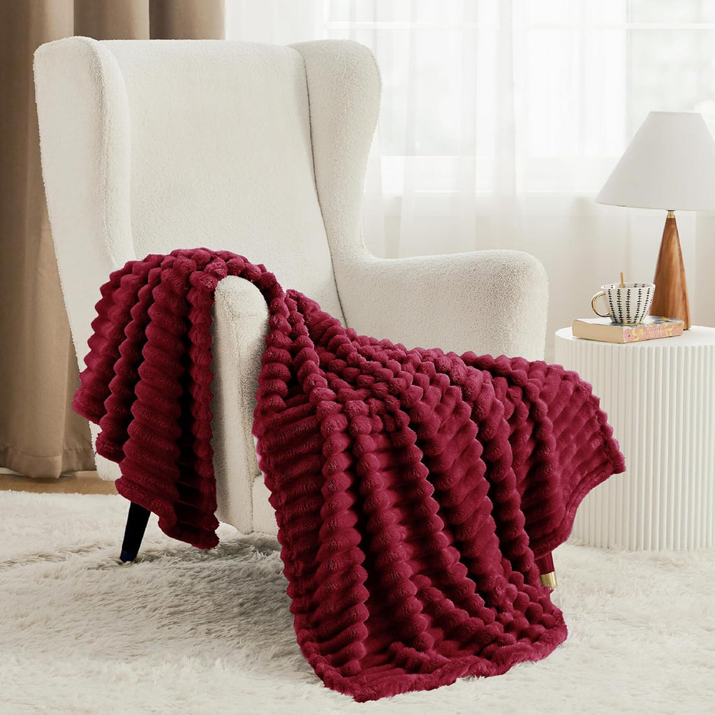 Bedsure GentleSoft Fleece Blanket - Cozy Deep Red Throw for Couch, Perfect 50x70 Inches Size