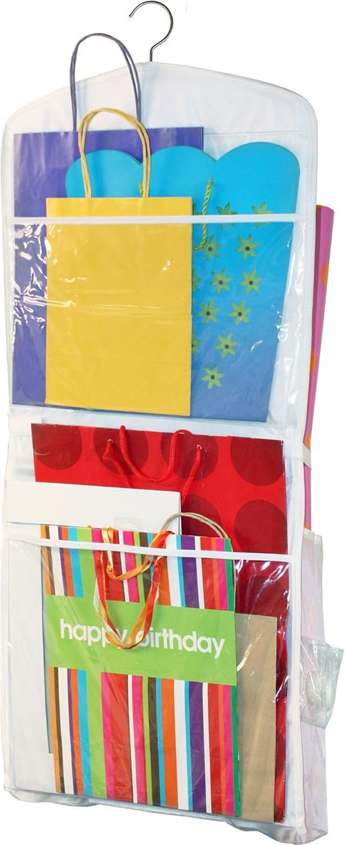 Jokari Gift Bag Organizer - Hanging Storage for Gift Bags, Bows & Ribbons - Clear Pockets for Easy Access