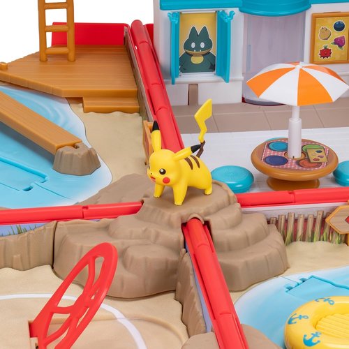 Jazwares Pokémon Carry Case - Portable Beach Battle Playset with Action Features & 2-Inch Pikachu Figure