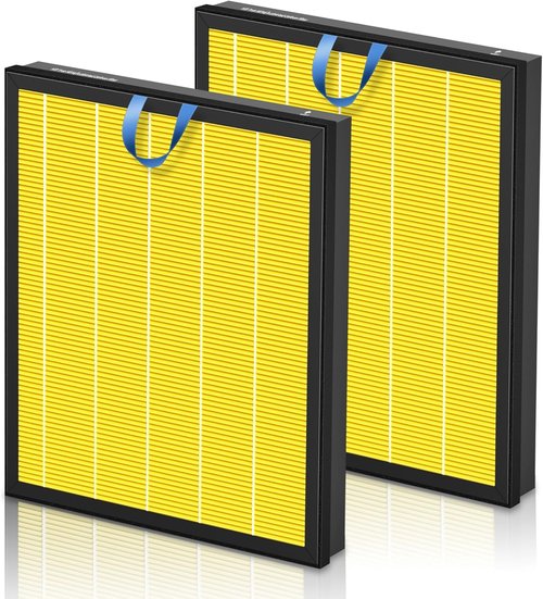 **LEVOIT Vital 200S Pet Care Replacement Filter - High Efficiency Activated Carbon | 2 Pack, Yellow**