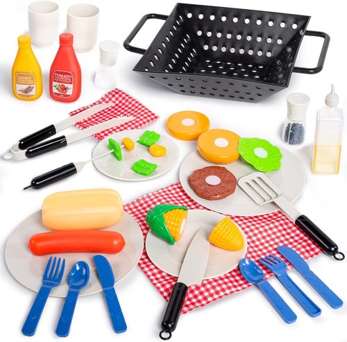 JOYIN BBQ Play Grill Set - Interactive Cooking Toy with Light & Sound | Perfect Birthday Gift for Kids Ages 2-4