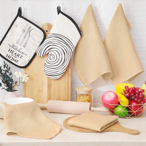 Homaxy 100% Cotton Dish Cloths - Ultra Soft, Absorbent & Quick Drying | 12 x 12 Inches, 12-Pack, Apricot
