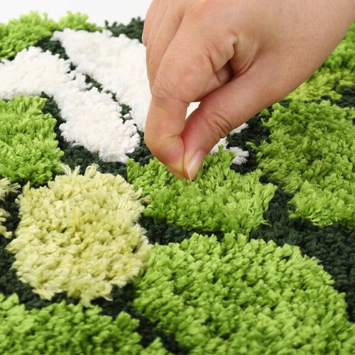 FYSUIMU Green Moss Bathroom Rug U Shaped Toilet Rug Soft Bath Mat Non Slip Washable Floor Mat for Home Hotel Bathroom Restroom Decor