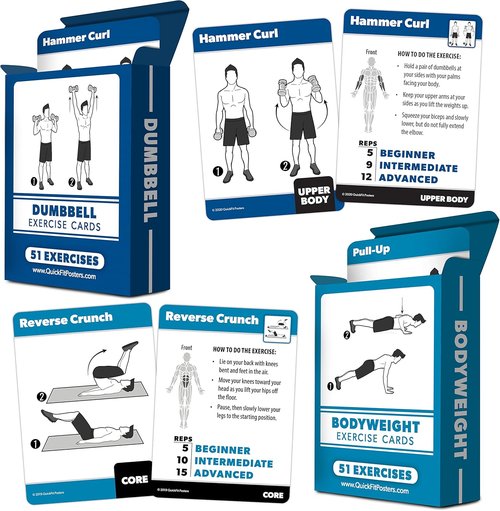 Fitness Workout Cards by Bodyweight & Dumbbell - 100+ Exercises for Effective Training | 2 Pack