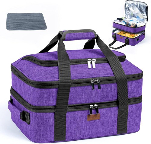 BAGSPRITE Insulated Casserole Carrier - Expandable Thermal Tote for Hot or Cold Food | Fits 9" x 13" Dish