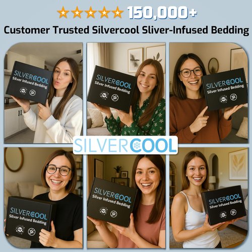 Bamboo Viscose & Silk Blended Silver Infused King Bed Sheets, 10% Silver for Permanent Self-Purifying & Clear Skin & Acne-Prone, Cooling Sheets Bedding for Hot Sleepers, Natural Odor Control Sheets