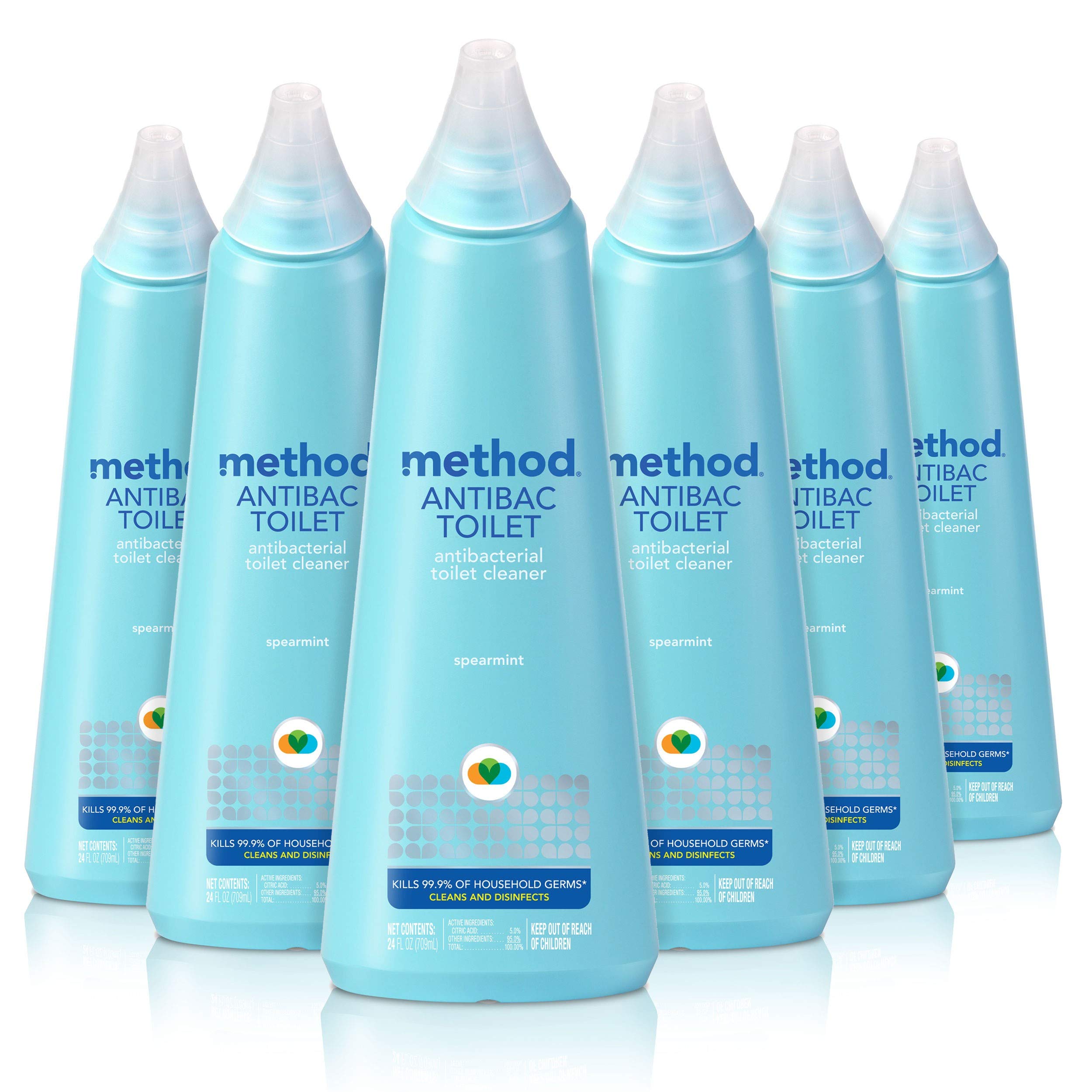 Method Antibacterial Toilet Bowl Cleaner, Spearmint, Kills 99.9% of Household Germs, 24 Fl Oz (Pack of 6)