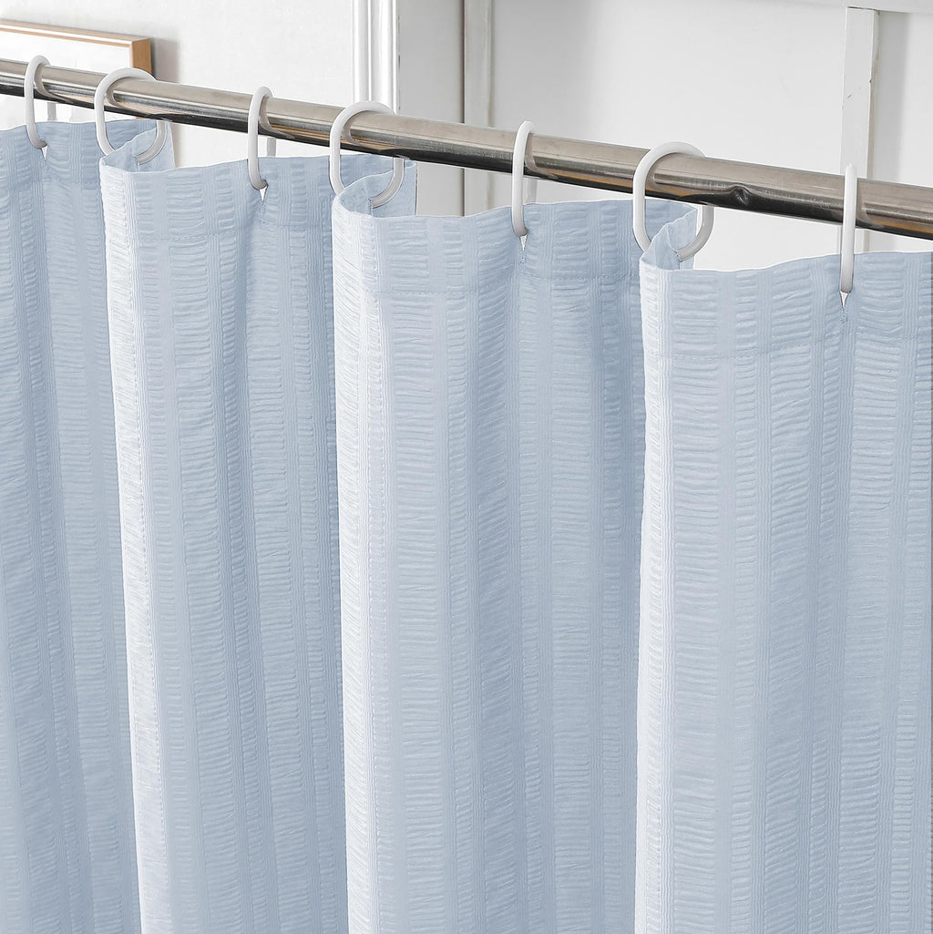 Aiyufeng Light Blue Shower Curtain for Bathroom, Embossed Textured Fabric Shower Curtain for Bathroom - Soft Cloth & Hotel Spa, Machine Washable, 72X72, Glacier Blue