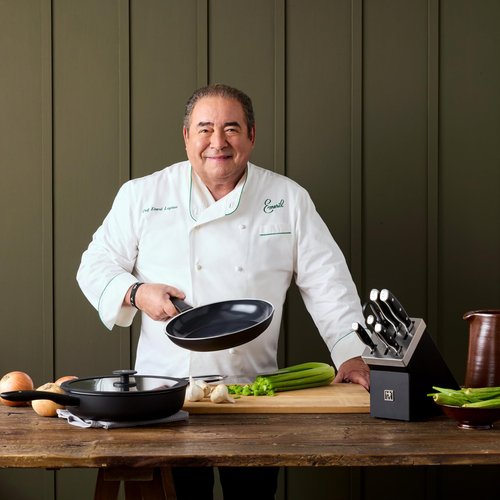 HENCKELS x EMERIL Lagasse Nola 2-pc Nonstick Frying Pan Set, 9.5-inch and 11-inch Frying Pan, Heavy-Gauge Aluminum for Fast, Even Heat Cooking, Made in Italy, Black