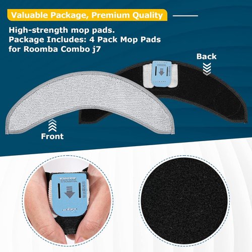 iRobot Mop Pads - 4 Pack Microfiber Replacement for Roomba Combo j7+/j9+ | Washable Accessories
