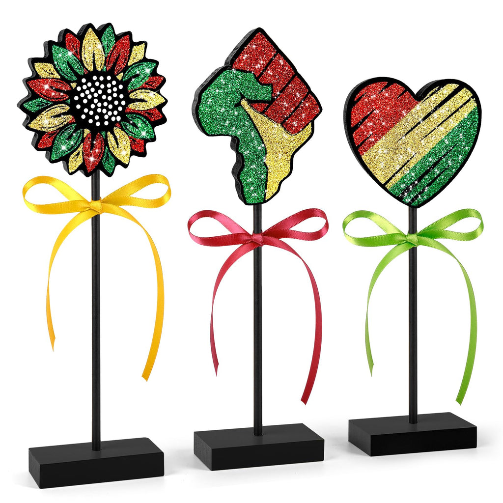 3 Pcs Juneteenth Tiered Tray Decor Wooden Signs Rustic 1865 Freedom Black American Juneteenth Table Decoration for African Home Kitchen (History.Shiny)