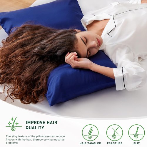 Love's Cabin Satin Pillowcase Set - Cooling Standard Size 20x26 | Silky Smooth for Hair & Skin, Navy