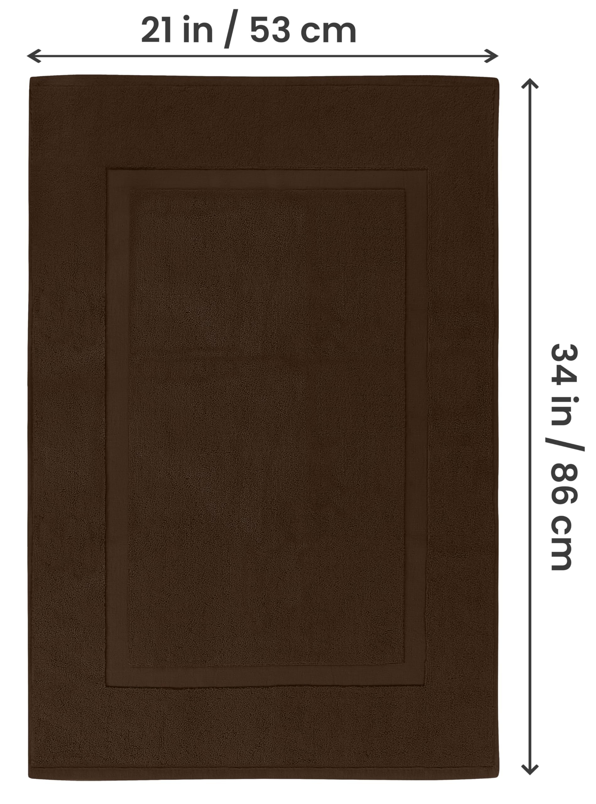 Utopia Towels Cotton Banded Rug, Bath Mats, Not a Bathroom Rug, 21 by 34 Inches, 100% Ring Spun Cotton, Highly Absorbent Shower Bathroom Floor Mat,Dark Brown, 2 Pack