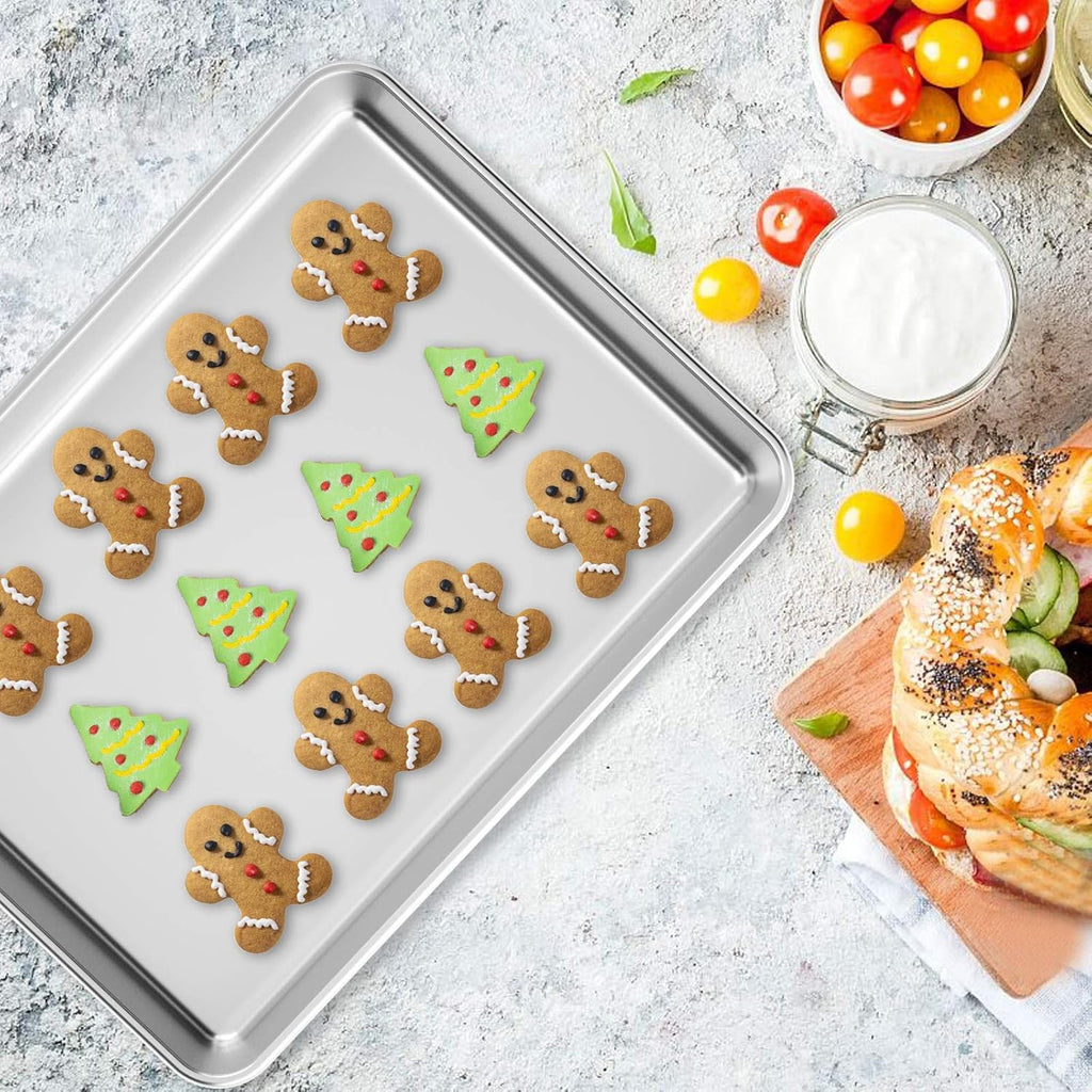 Wildone Baking Sheet Set - Stainless Steel Cookie Sheet with Cooling Racks | 2 Pans + 2 Racks, 12 x 10 x 1 Inch, Non-Toxic & Easy to Clean