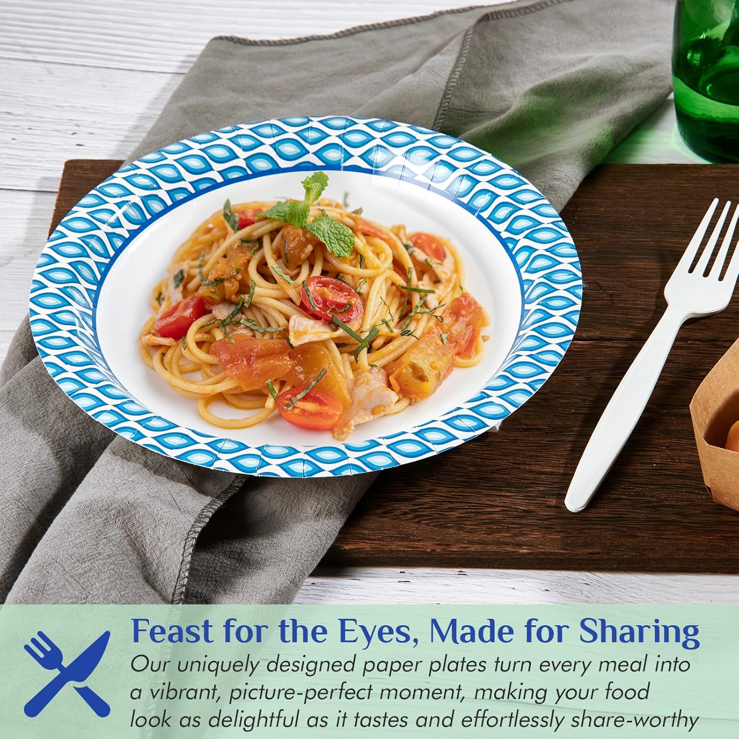 MUCHII Disposable Paper Plates - 8.375 Inch, 300 Count, Soak & Cut Proof for Parties & Gatherings