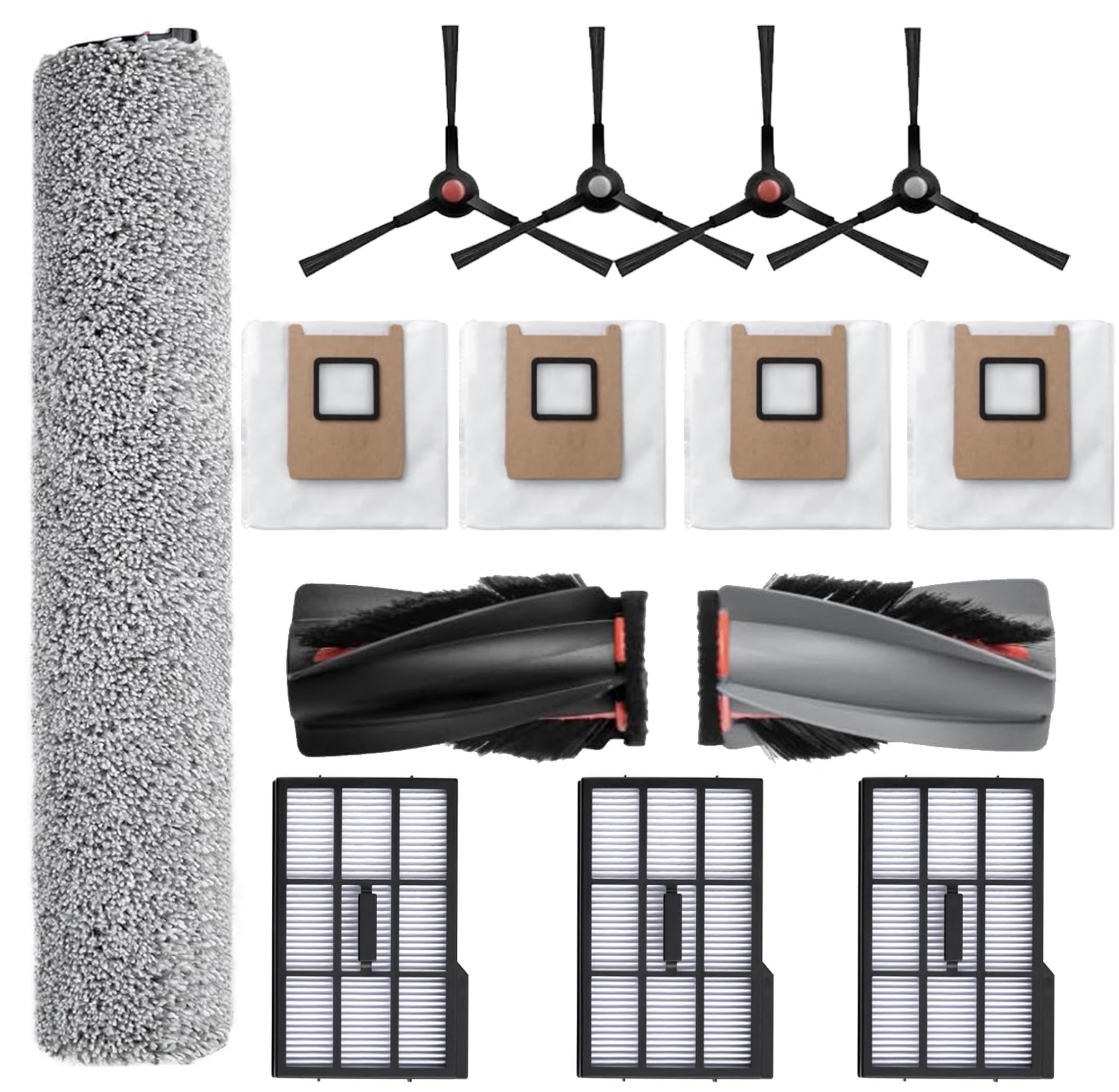 JoyBros Omni S1 Pro Replacement Parts Accessories for Eufy Omni S1/S1 Pro Robot Vacuum: Main Brush X1, Side Brush X6, Washable Filter X4, Dust Bag X4, Rolling Mop X3 17-Pack