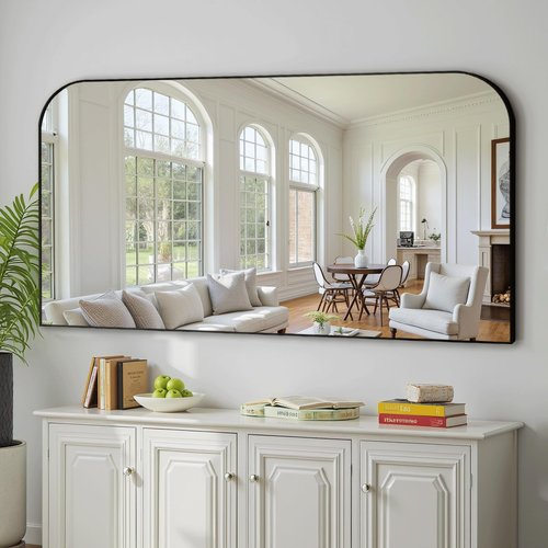 Bathroom Vanity Mirror,30" x 55" Black Metal Framed Wall Mirror for Over Sink, Living Room, Bedroom,Entryway Decor