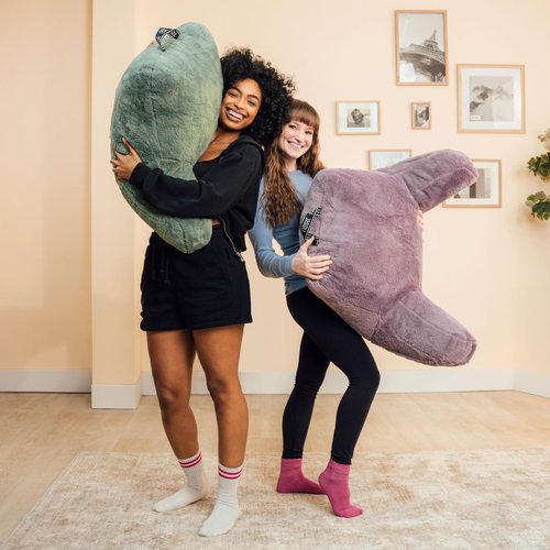 Nestl Fur Reading Pillow with Shredded Memory Foam, Stylish Back Pillow for Bed Sitting Up, Faux Fur Reading Pillows for Sitting in Bed Adult & Kids, Sit Up Back Support Pillow with Arms - Dark Grey