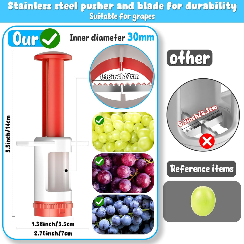 Skiennix Grapes Cutter for Toddlers | Safe Fruit & Veggie Slicer with Red CrossBlade - Ideal for Snacks & Salads