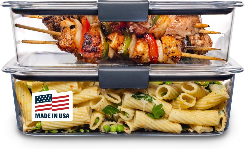 Rubbermaid Brilliance Food Storage Containers - BPA-Free, Airtight, Clear Set of 2 (9.6 Cup) for Meal Prep & Leftovers