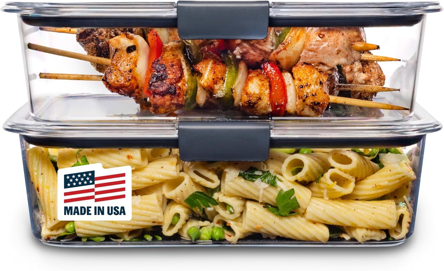 Rubbermaid Brilliance Food Storage Containers - BPA-Free, Airtight, Clear Set of 2 (9.6 Cup) for Meal Prep & Leftovers