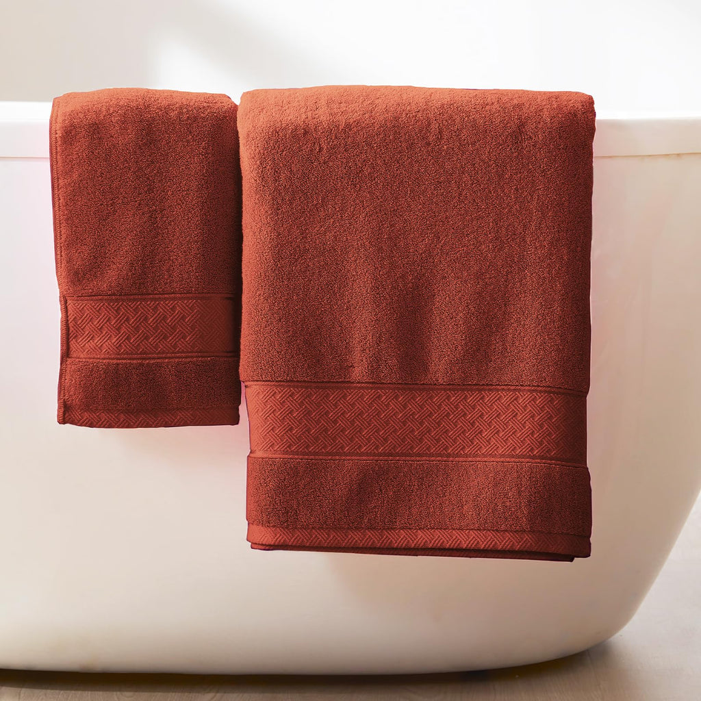 COZYART Burnt Orange Bath Towel Set 6 Piece, 100% Zero Twist Ring Spun Turkish Cotton 650GSM, Ultra Soft Absorbent Fast Dry Hotel Quality Bathroom Towels