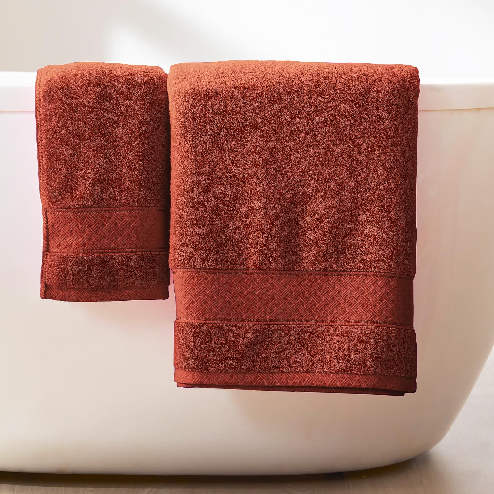 COZYART Burnt Orange Bath Towel Set 6 Piece, 100% Zero Twist Ring Spun Turkish Cotton 650GSM, Ultra Soft Absorbent Fast Dry Hotel Quality Bathroom Towels