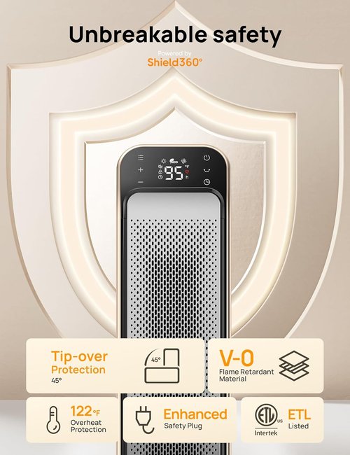 DREO Space Heater - Fast Portable Room Heater with Remote & Thermostat | 3 Modes, Overheat Protection, Gold