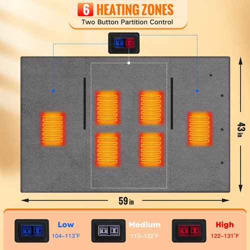 Cordless Heated Blanket, Outdoor Electric Wearable Blanket with 10000mAH Battery and 3 Heating Levels, Heated Blanket Battery Operated Portable Heated Shawl for Home, Outdoor, Camping, Office(Black)