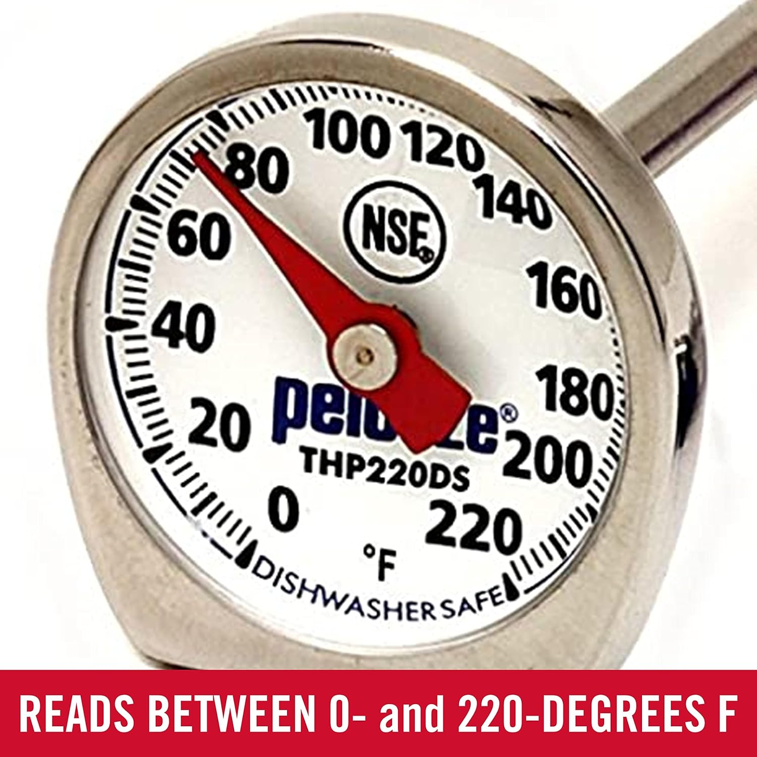 Rubbermaid Commercial Products Instant Read Food Thermometer - Pocket Size, Dishwasher Safe, Red