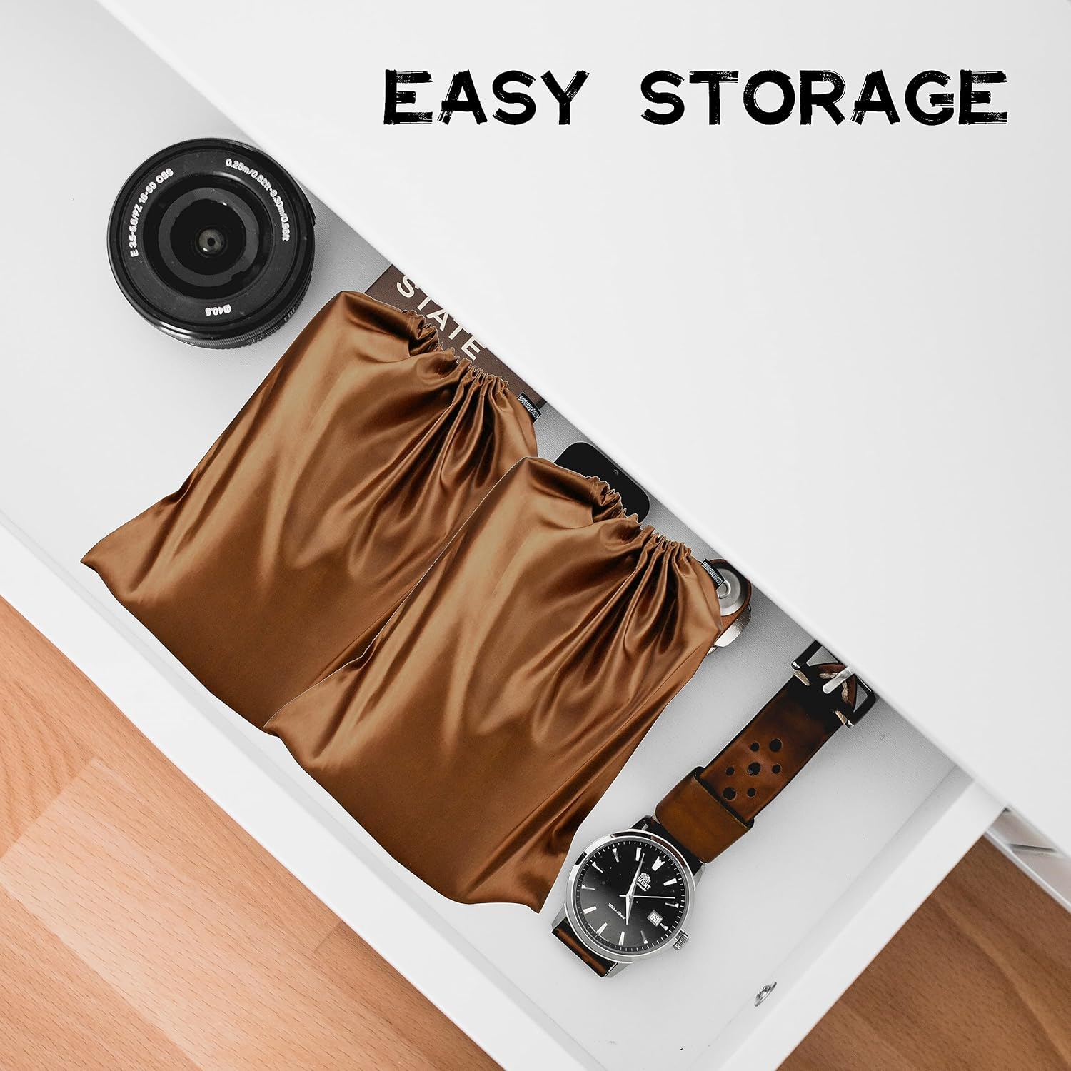 Skiennix Toy Storage Bags - 6 Pack Adult Silk Drawstring Organizers for Travel & Camping