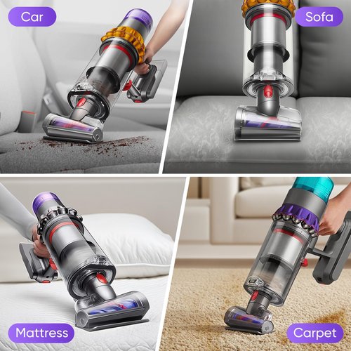 Mini Motorized Tool Brush Head Compatible with Dyson V7 V8 V10 V11 V15 Cordless Vacuum Cleaner, Handheld Couch Vacuum Attachment Anti-Tangle Replacement Parts Head Suitable for Long and Pet Hair