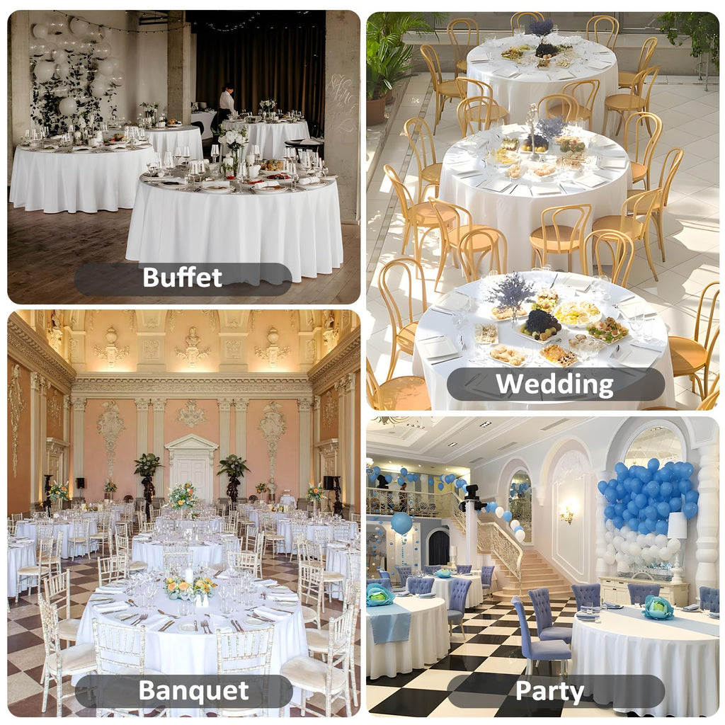 Heneger 8 Pack White Round Tablecloth 90 Inch White Table Cloth Stain and Wrinkle Resistant Reusable and Washable Polyester Fabric Table Covers for Buffet Wedding Party and Banquet