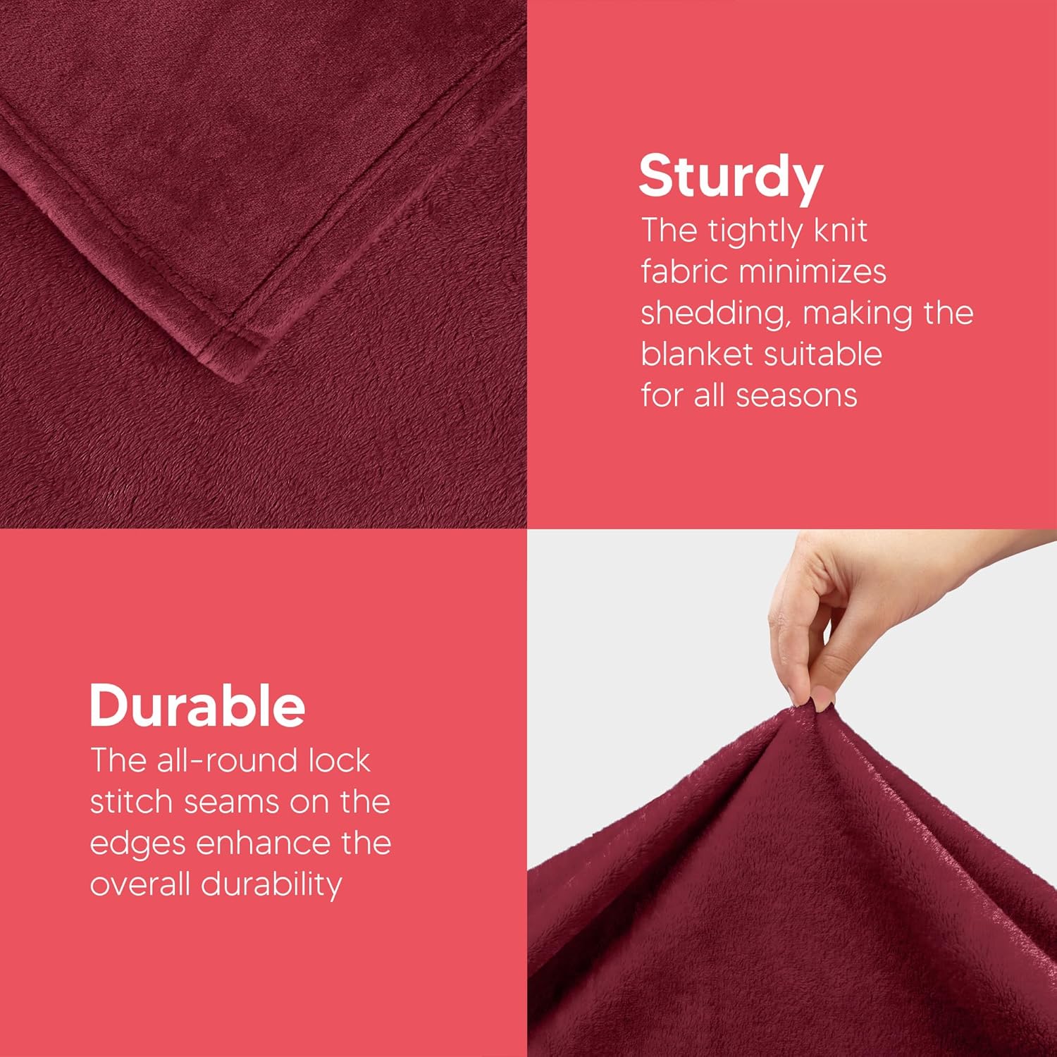 Utopia Bedding Fleece Blanket - Luxury Soft Microfiber | Queen Size Burgundy 300GSM (90x90 Inch)
