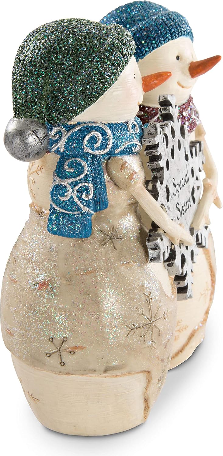 Pavilion Gift Company Double Snowman Figurine - Special Sisters Design | 4.5 Inches Tall