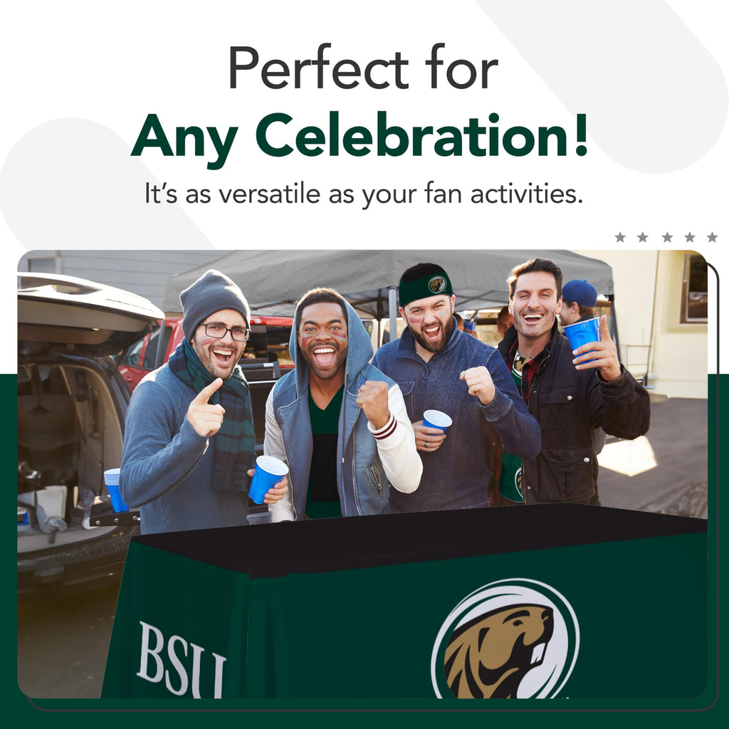 Victory Corps Bemidji State Beavers College Sports Printed Table Throw - NCAA Licensed - Polyester - School Tablecloth (Green, Black) (6' Draped)