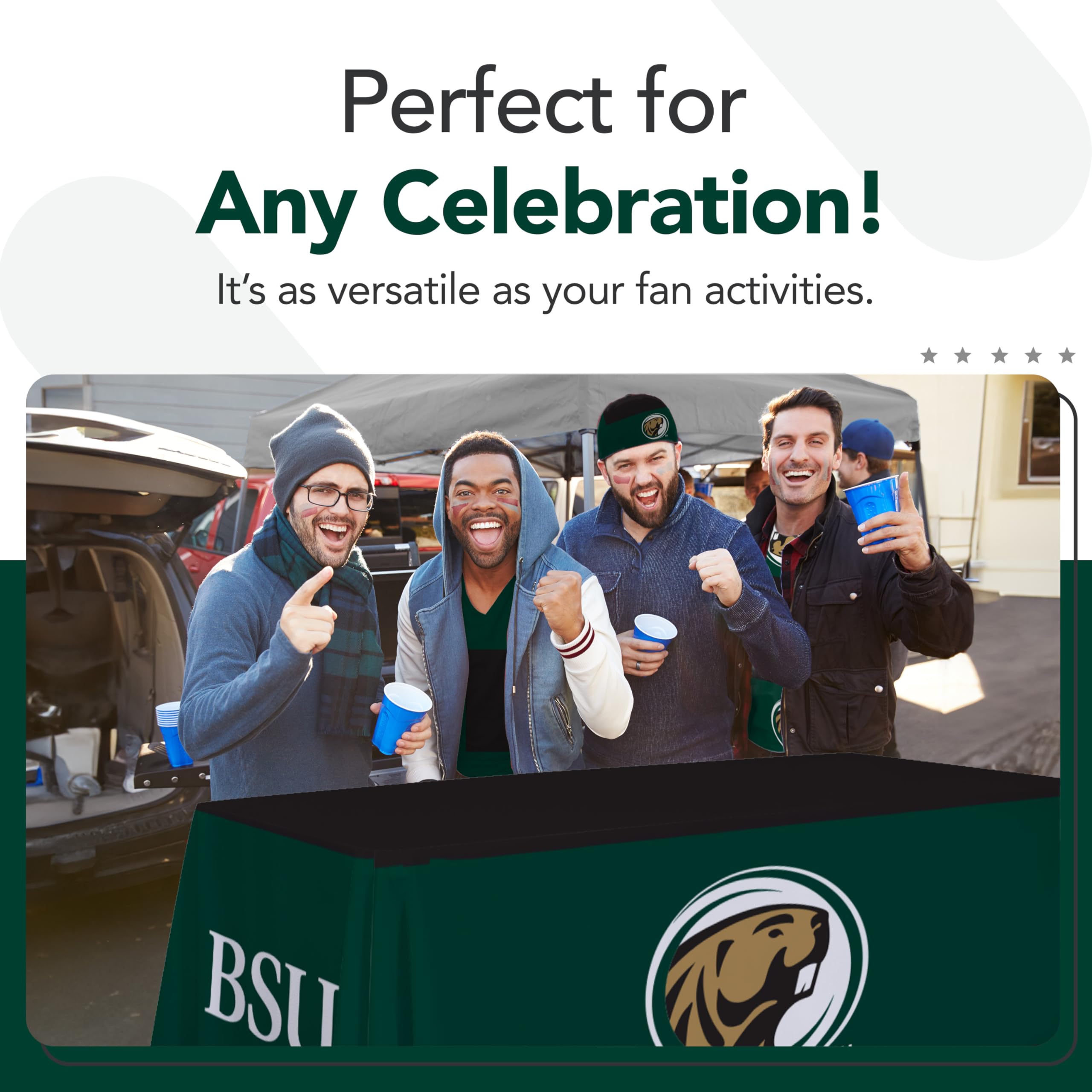 Victory Corps Bemidji State Beavers College Sports Printed Table Throw - NCAA Licensed - Polyester - School Tablecloth (Green, Black) (6' Draped)