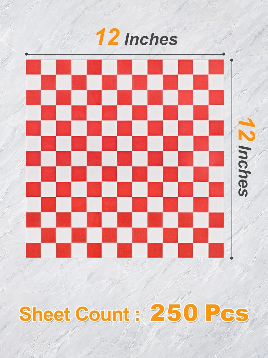 SMARTAKE 12x12 Inches Wax Paper - 250 Pcs Non-Stick Hamburger Patty & Sandwich Separators | Red Plaid Design