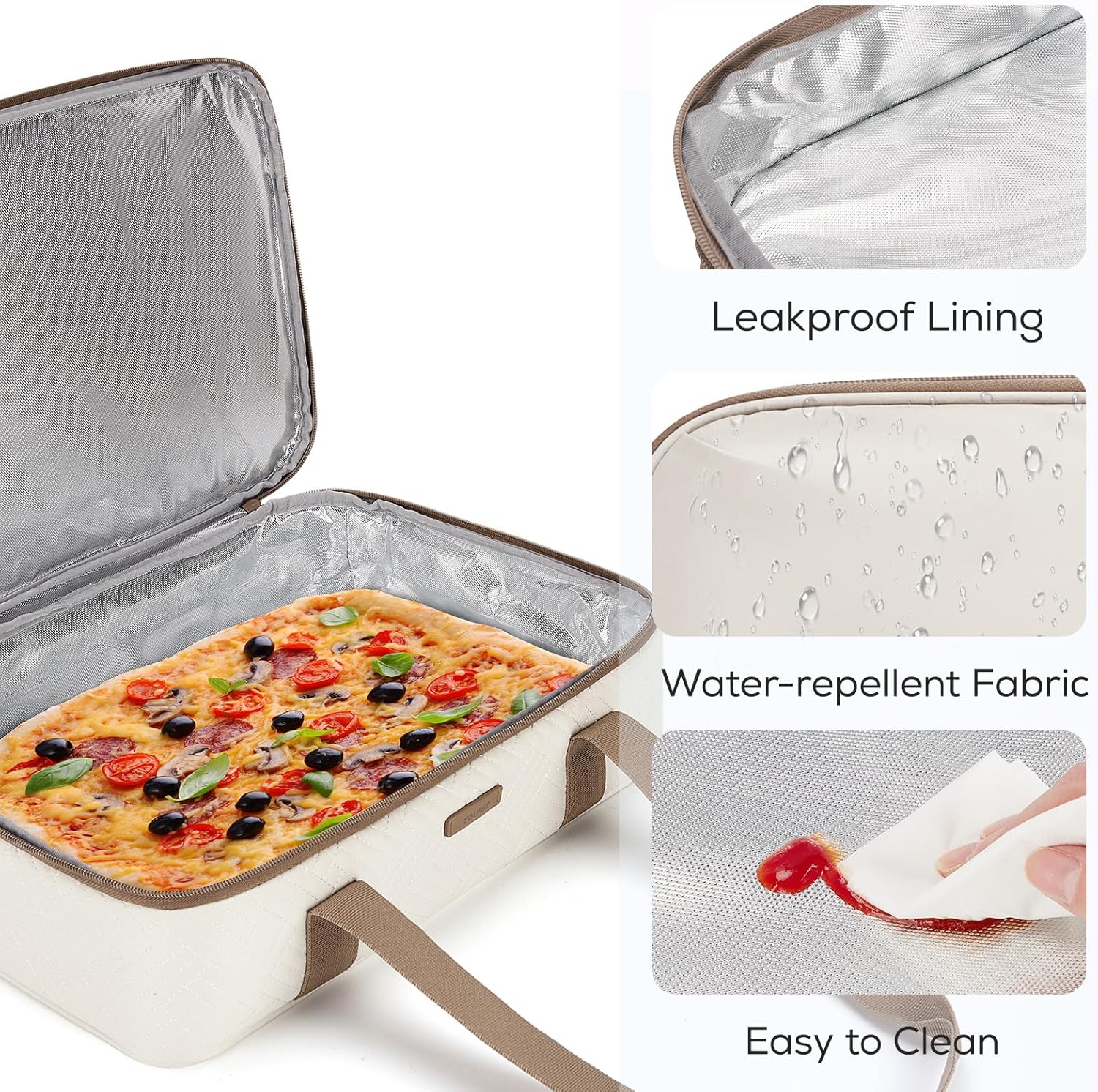 TOURIT Insulated Casserole Carrier - Thermal Food Carrier for Hot or Cold Dishes | Fits 9" x 13" Baking Dish