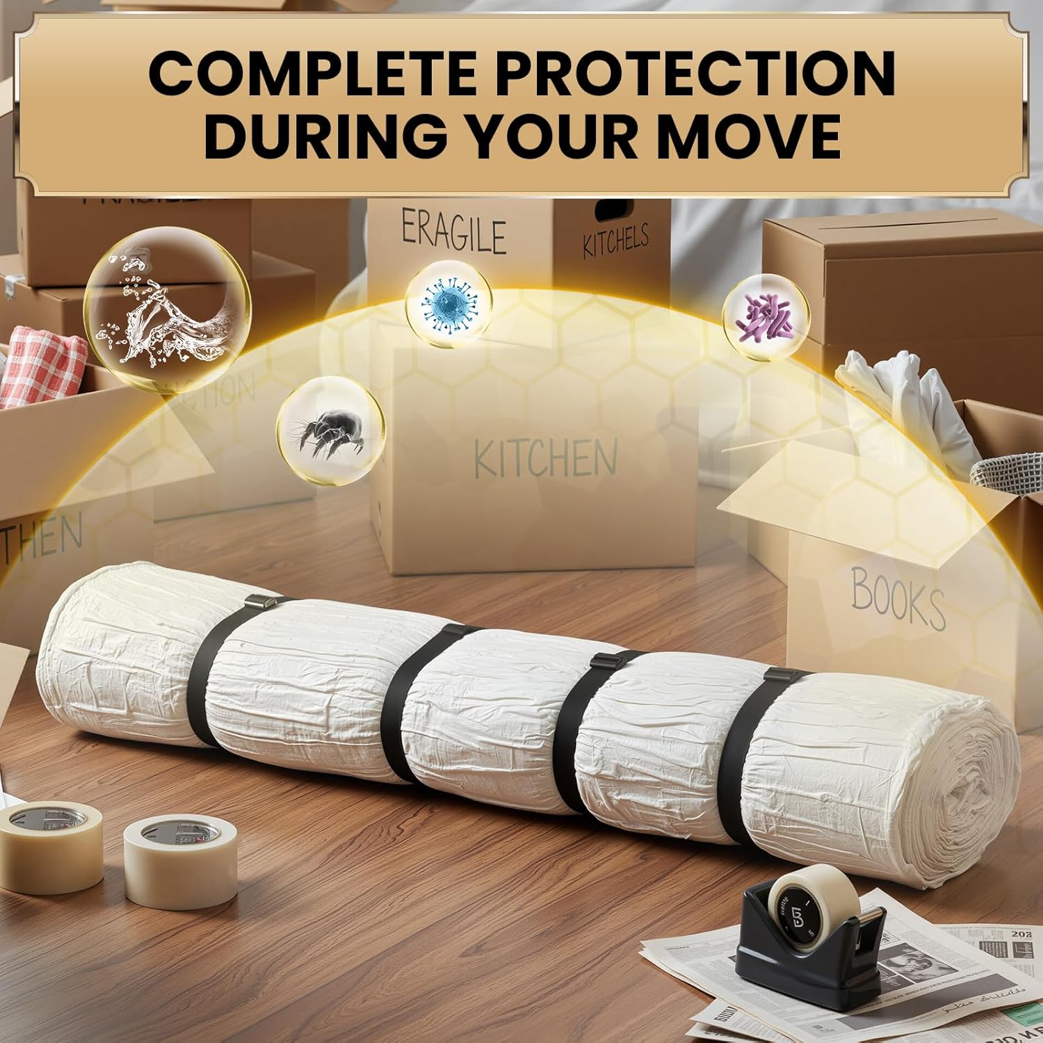 TAILI Mattress Vacuum Storage Bag - King/California King with 4 Straps for Easy Transport & Storage