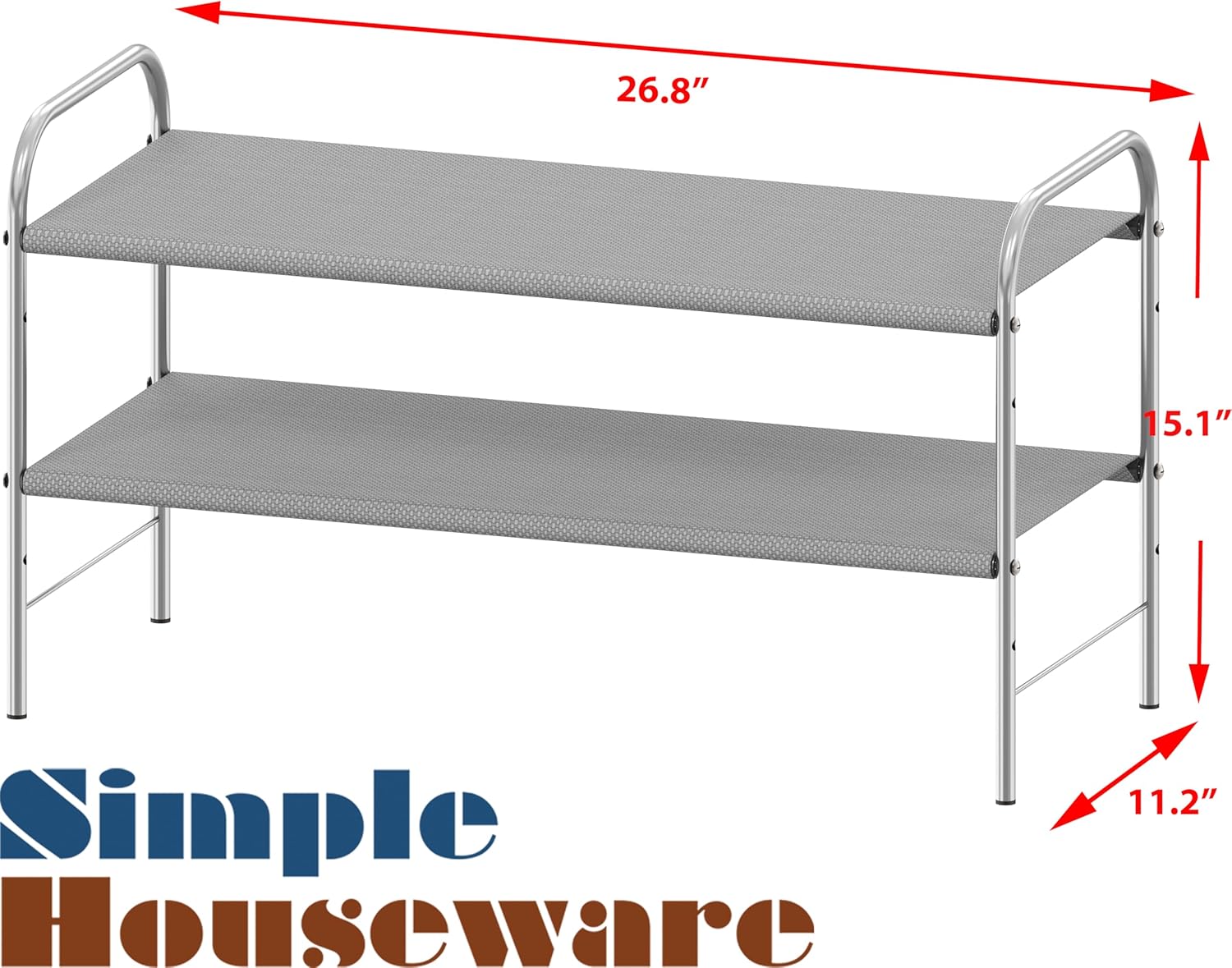 Simple Houseware 2-Tier Shoe Rack - Stylish Grey Storage Organizer for Home & Entryway