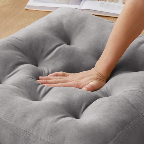SM-XLHN Meditation Floor Pillow Set of 2, Square Large Pillows Seating for Adults, Meditation Cushion Pillow,Tufted Corduroy Cushion for Tatami Living Room or Yoga, Light Gray, 22x22 Inch