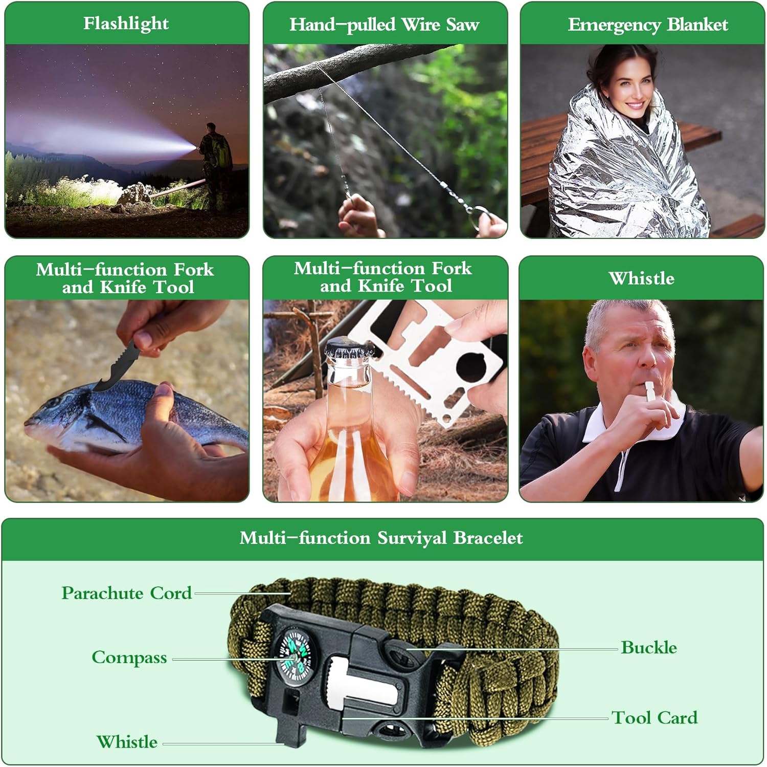 SUNNINO Survival Kit Advent Calendar 2025 - 24 Days of Outdoor Gear for Men | Perfect Xmas Gifts for Camping, Fishing, Hunting