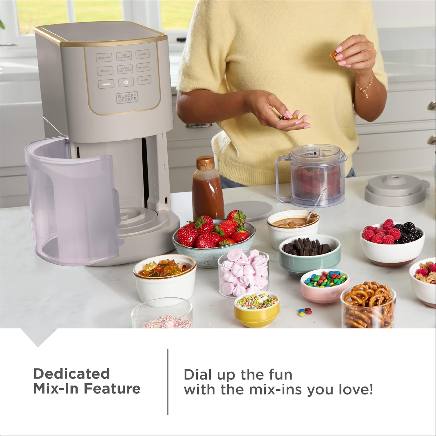 BLACK+DECKER Ice Cream Maker - Create Delicious Keto, Dairy-Free Ice Cream & Gelato at Home | Family-Friendly Design